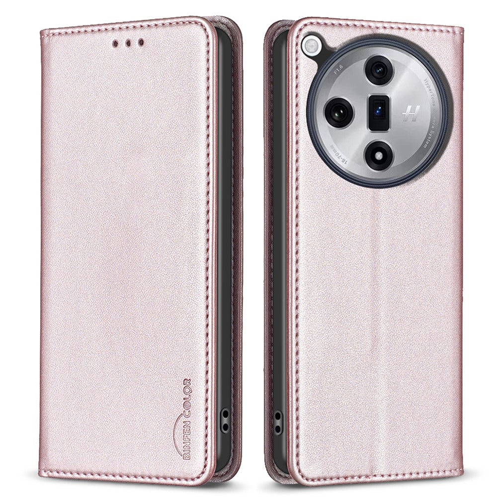 BINFEN COLOR BF18 För Oppo Find X7 Ultra mobilskal Magnetisk Stängning Flip Läderfodral