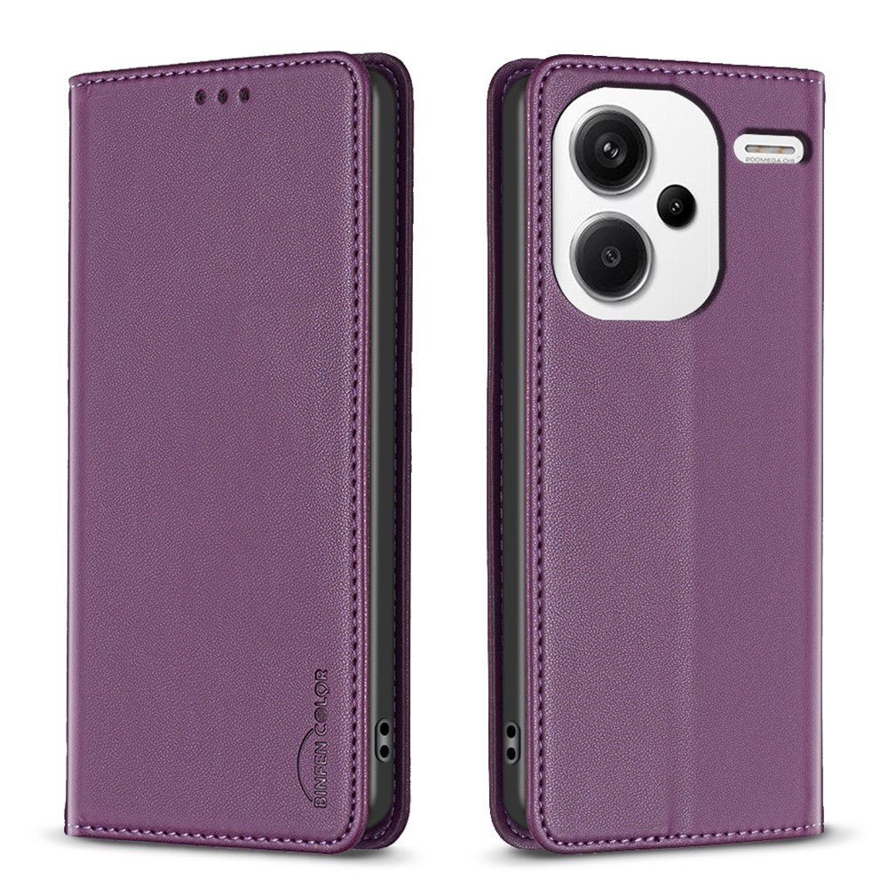 BINFEN COLOR BF18 For Xiaomi Redmi Note 13 Pro+ 5G Leather Phone Case Cover with Card Holder Stand