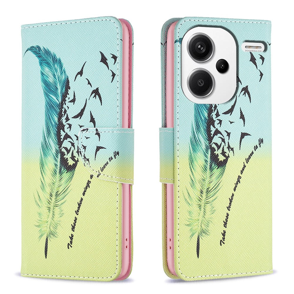 For Xiaomi Redmi Note 13 Pro+ 5G Case with Card Holder PU Leather Pattern Printed Phone Cover