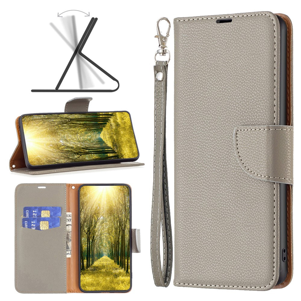 For Xiaomi Redmi Note 13 Pro+ 5G Wallet Case with Wrist Strap Litchi Texture Leather Phone Stand Cover