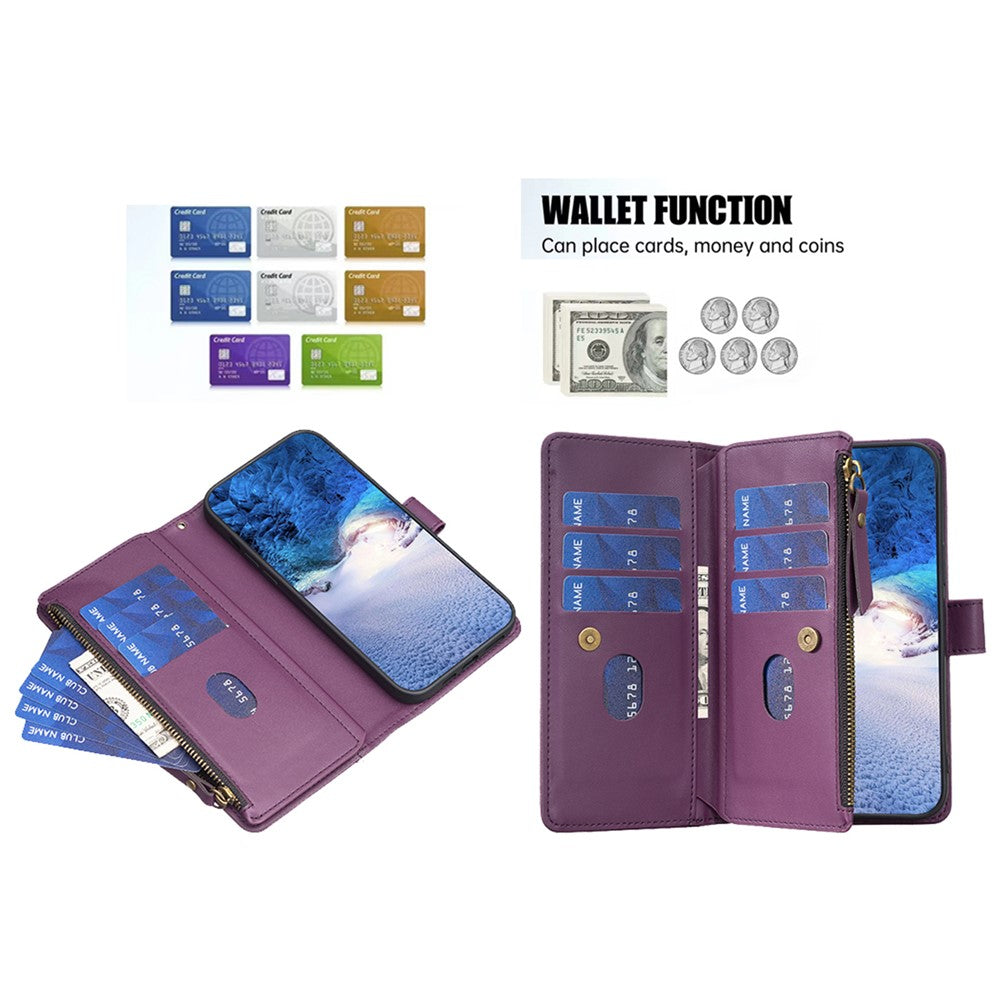BF Style-19 for Xiaomi Redmi Note 13 Pro+ 5G Leather Wallet Case Zipper Pocket Stand Phone Cover