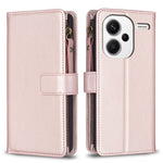 BF Style-19 för Xiaomi Redmi Note 13 Pro+ 5G Läderplånboksfodral Blixtlåsficka Stativ mobilfodral