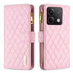 BINFEN COLOR BF Style-15 For Xiaomi Redmi Note 13 5G Zipper Leather Case Rhombus Handbag Phone Cover
