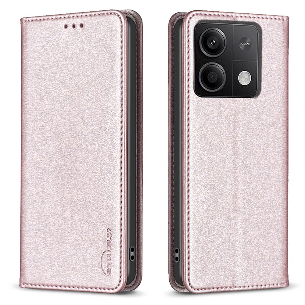 BINFEN COLOR BF18 For Xiaomi Redmi Note 13 5G Leather Cover Magnetic Closure Flip Phone Case