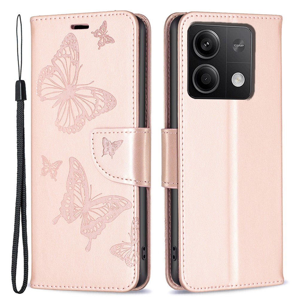 Xiaomi Redmi Note 13 5G Läderfodral Plånboksfodral med Fjärilsmönster