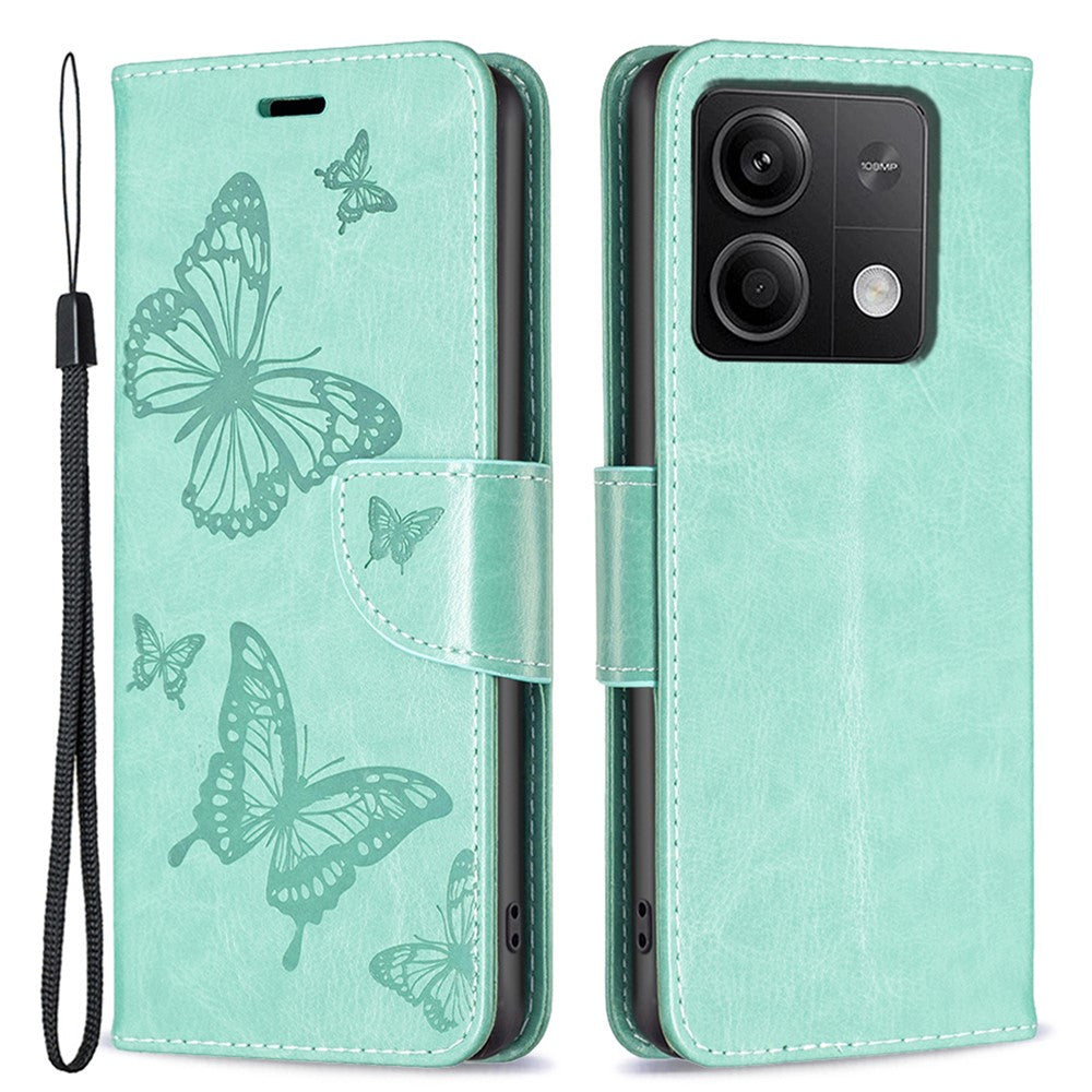 Xiaomi Redmi Note 13 5G Läderfodral Plånboksfodral med Fjärilsmönster
