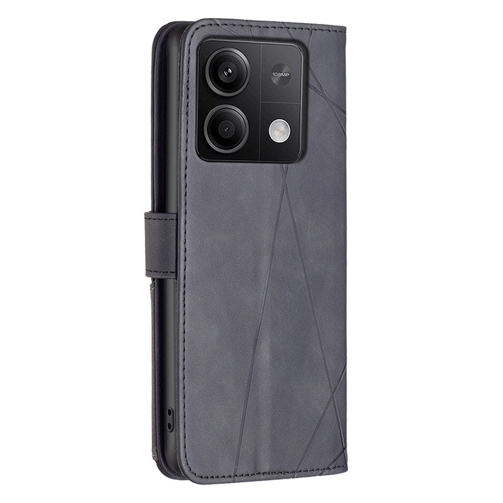 BINFEN COLOR For Xiaomi Redmi Note 13 5G Phone Cases Wallet Stand Geometry Imprint Leather Cover