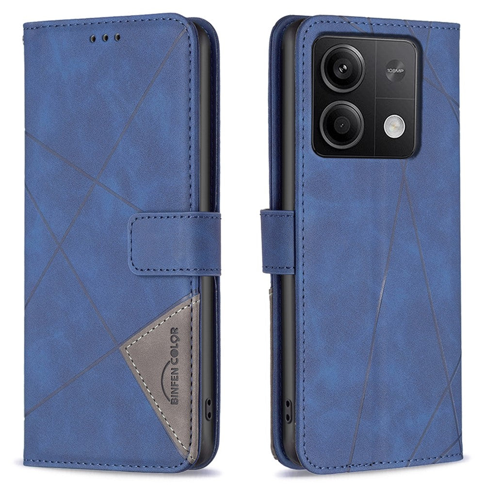 BINFEN COLOR For Xiaomi Redmi Note 13 5G Phone Cases Wallet Stand Geometry Imprint Leather Cover