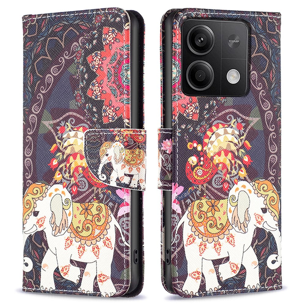 For Xiaomi Redmi Note 13 5G Phone Case Pattern Printing Wallet Leather Cover