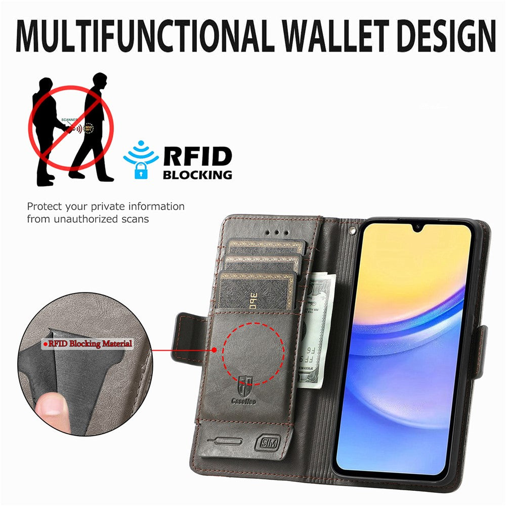 For Samsung Galaxy A15 4G / A15 5G Phone Cases CASENEO PU Leather Cover Stand with RFID Blocking Wallet