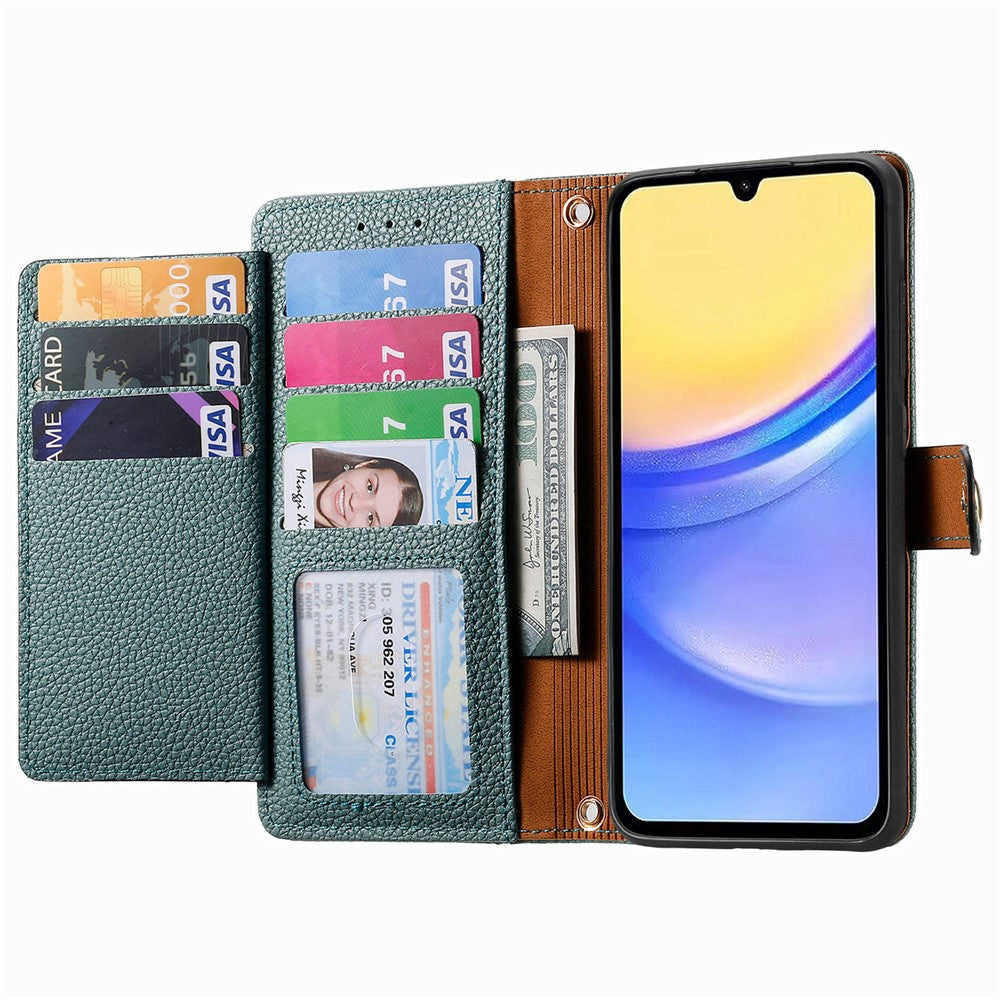Til Samsung Galaxy A15 4G / 5G Telefoncover med Hjerteprint og RFID-Blokering i Læder