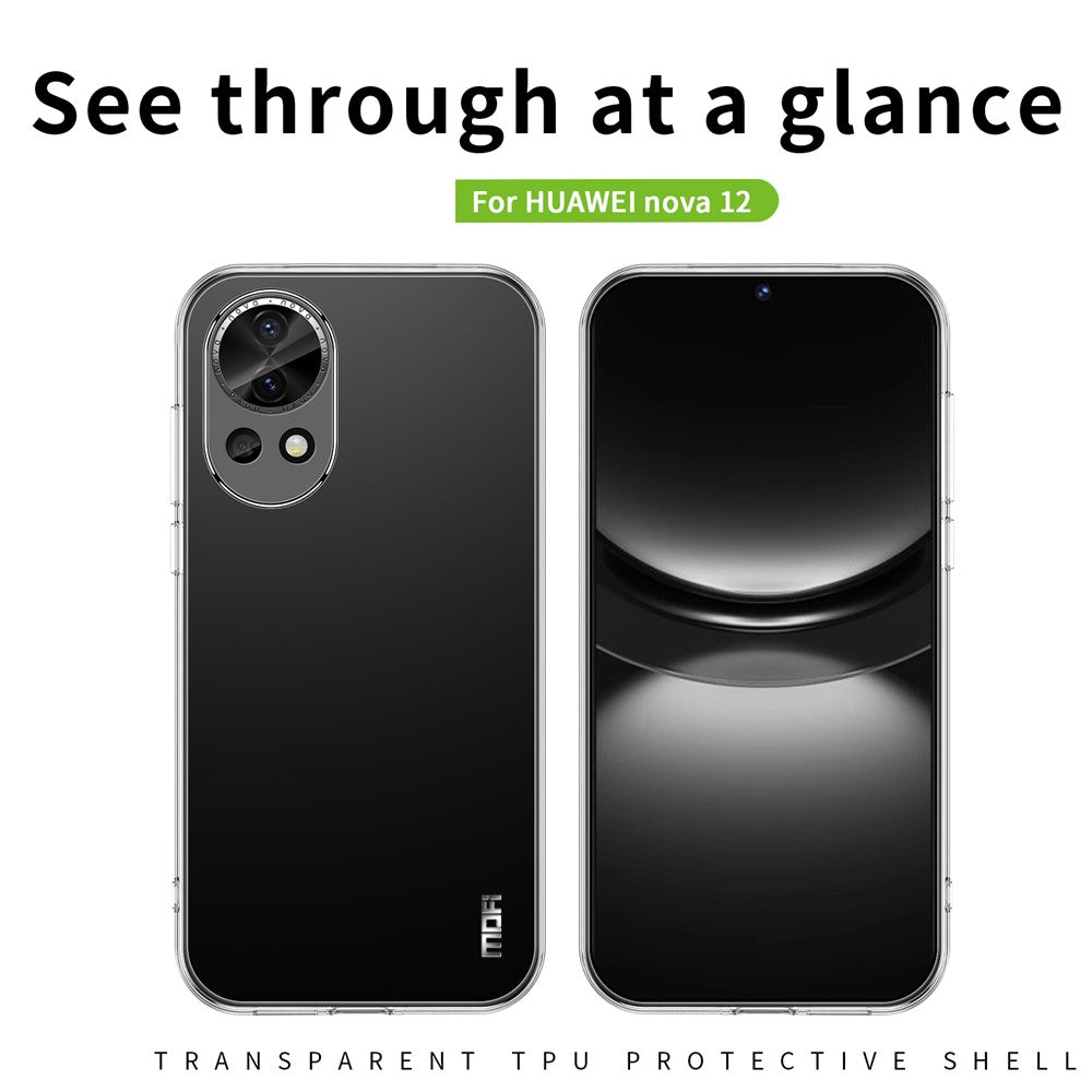 MOFI För Huawei Nova 12 5G mobilskal Transparent Mjukt TPU Skyddsskal