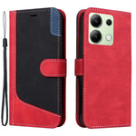 For Xiaomi Redmi Note 13 4G Leather Case Three-color Splicing Phone Cover