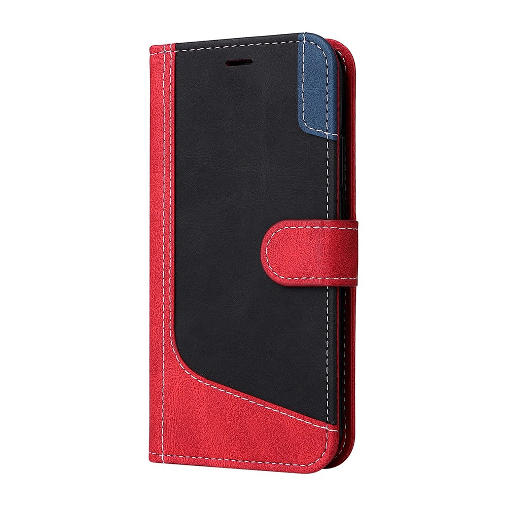 For Xiaomi Redmi Note 13 4G Leather Case Three-color Splicing Phone Cover