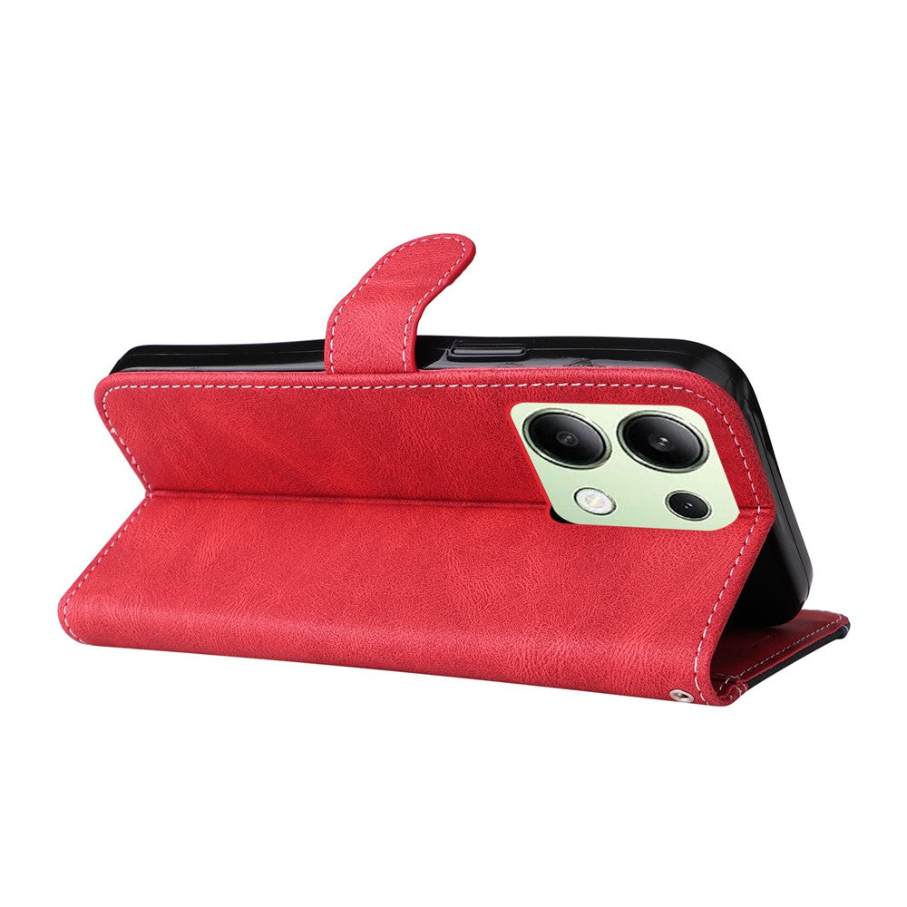 For Xiaomi Redmi Note 13 4G Leather Case Three-color Splicing Phone Cover