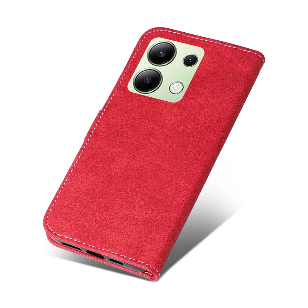 For Xiaomi Redmi Note 13 4G Leather Case Three-color Splicing Phone Cover