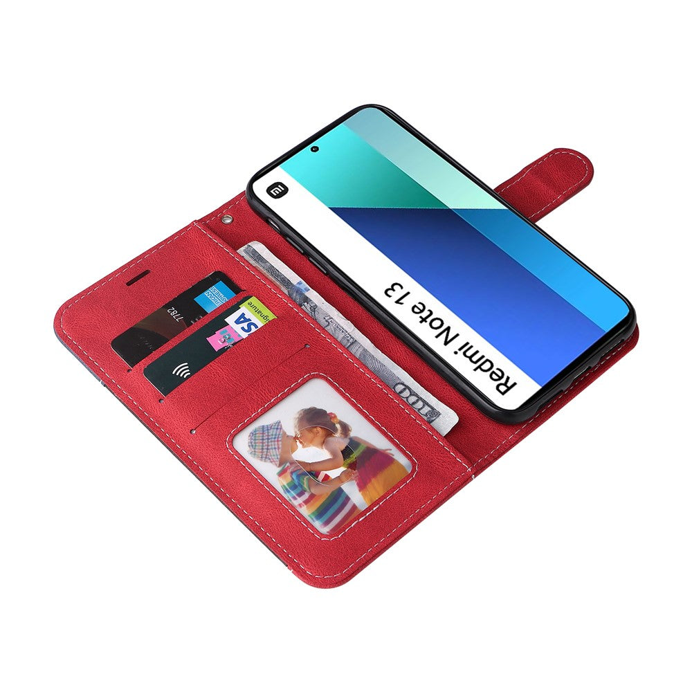 For Xiaomi Redmi Note 13 4G Leather Case Three-color Splicing Phone Cover