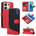 For Xiaomi Redmi Note 13 4G Leather Case Three-color Splicing Phone Cover