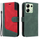 For Xiaomi Redmi Note 13 4G Leather Case Three-color Splicing Phone Cover