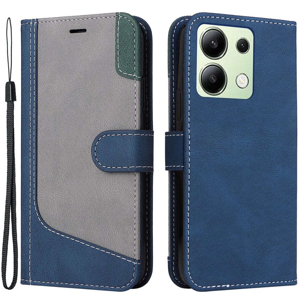 For Xiaomi Redmi Note 13 4G Leather Case Three-color Splicing Phone Cover