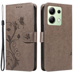 For Xiaomi Redmi Note 13 4G PU Leather Cases Flower Pattern Wallet Stand Phone Cover with Strap