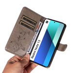 For Xiaomi Redmi Note 13 4G PU Leather Cases Flower Pattern Wallet Stand Phone Cover with Strap