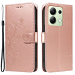 For Xiaomi Redmi Note 13 4G PU Leather Cases Flower Pattern Wallet Stand Phone Cover with Strap