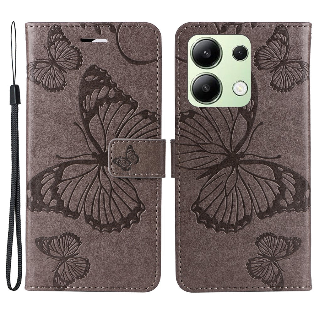Xiaomi Redmi Note 13 4G Plånboksfodral Läderfodral med Blommigt Fjärilstryck, Stativ