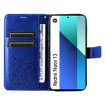 For Xiaomi Redmi Note 13 4G Wallet Case Floral Butterfly Imprinted Leather Phone Cover Stand