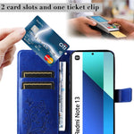 For Xiaomi Redmi Note 13 4G Wallet Case Floral Butterfly Imprinted Leather Phone Cover Stand