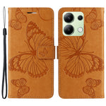 Xiaomi Redmi Note 13 4G Plånboksfodral Läderfodral med Blommigt Fjärilstryck, Stativ