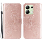 Xiaomi Redmi Note 13 4G Plånboksfodral Läderfodral med Blommigt Fjärilstryck, Stativ