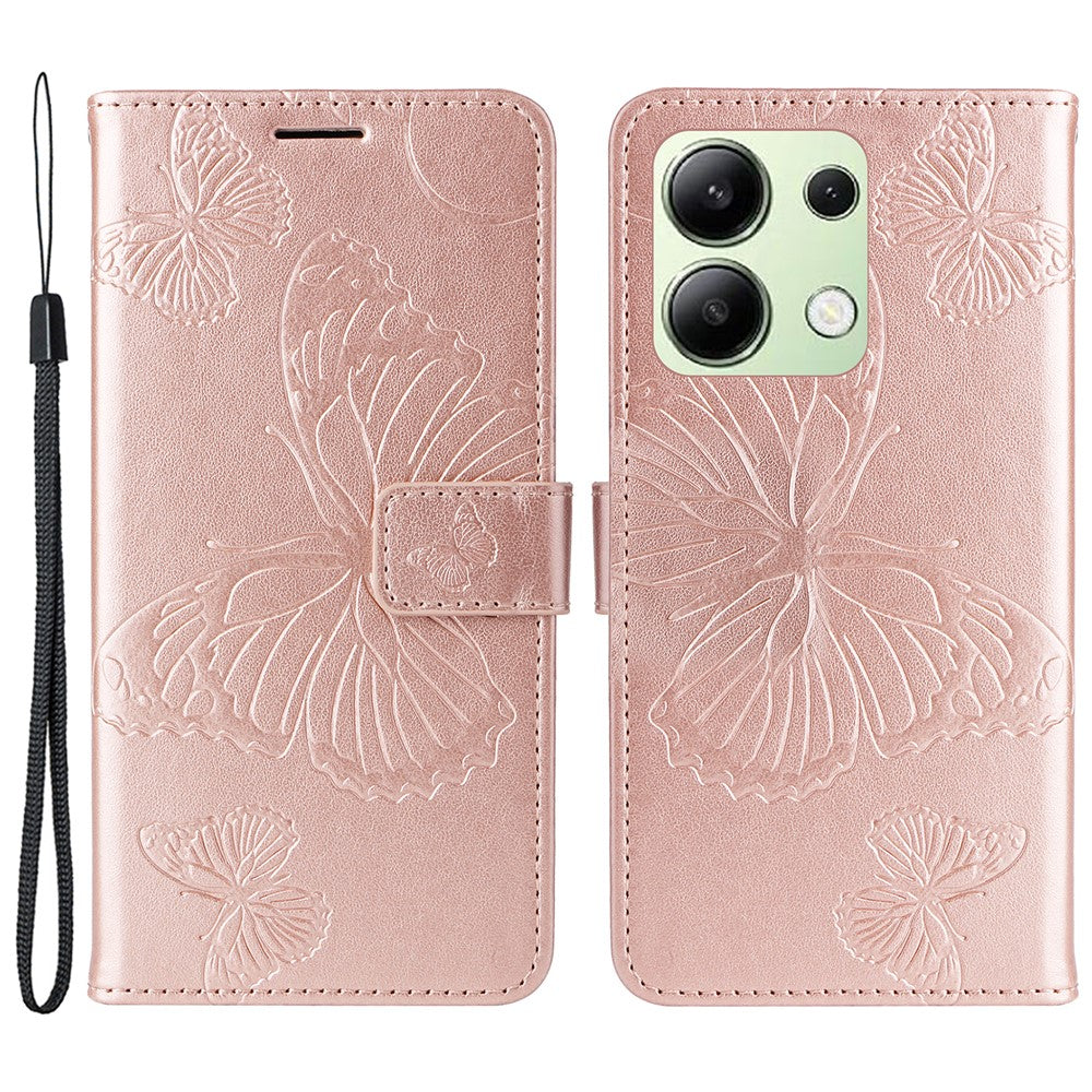 Xiaomi Redmi Note 13 4G Plånboksfodral Läderfodral med Blommigt Fjärilstryck, Stativ