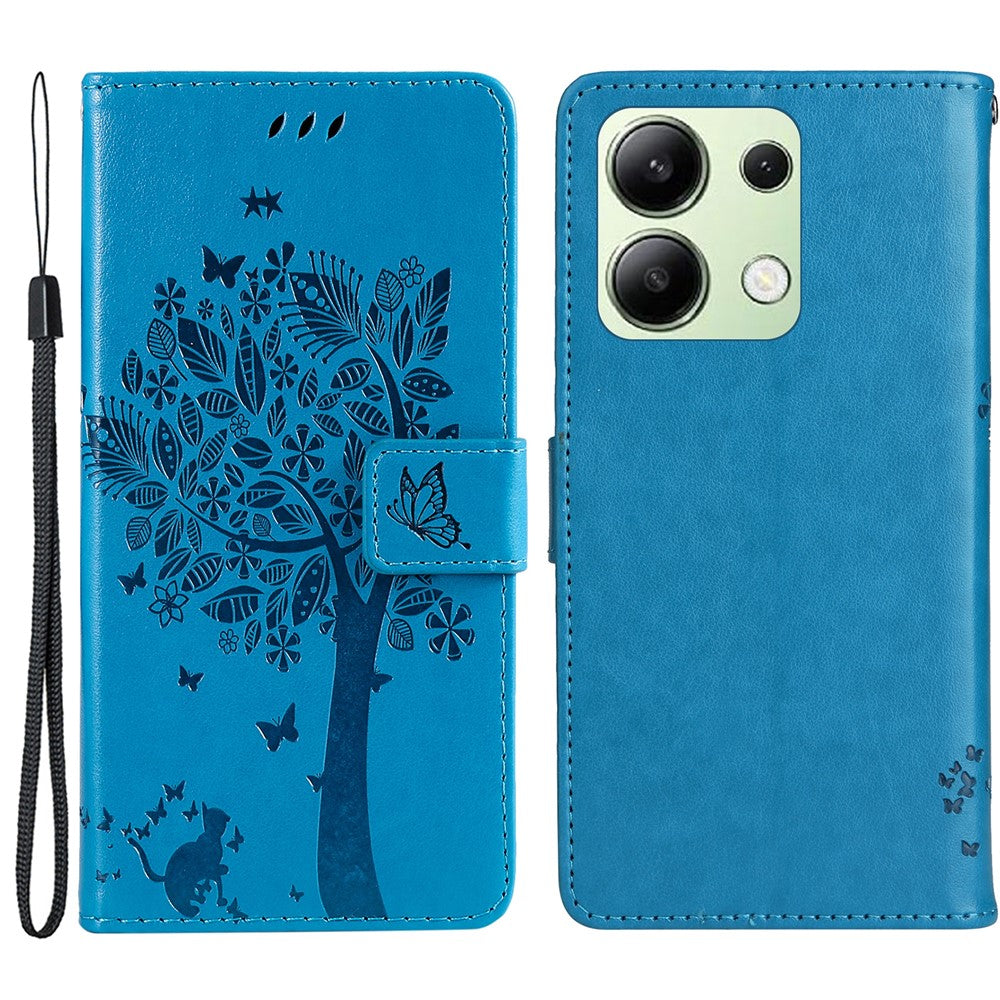 For Xiaomi Redmi Note 13 4G Phone Case with Stand Cat Tree Pattern Leather Wallet Mobile Cover