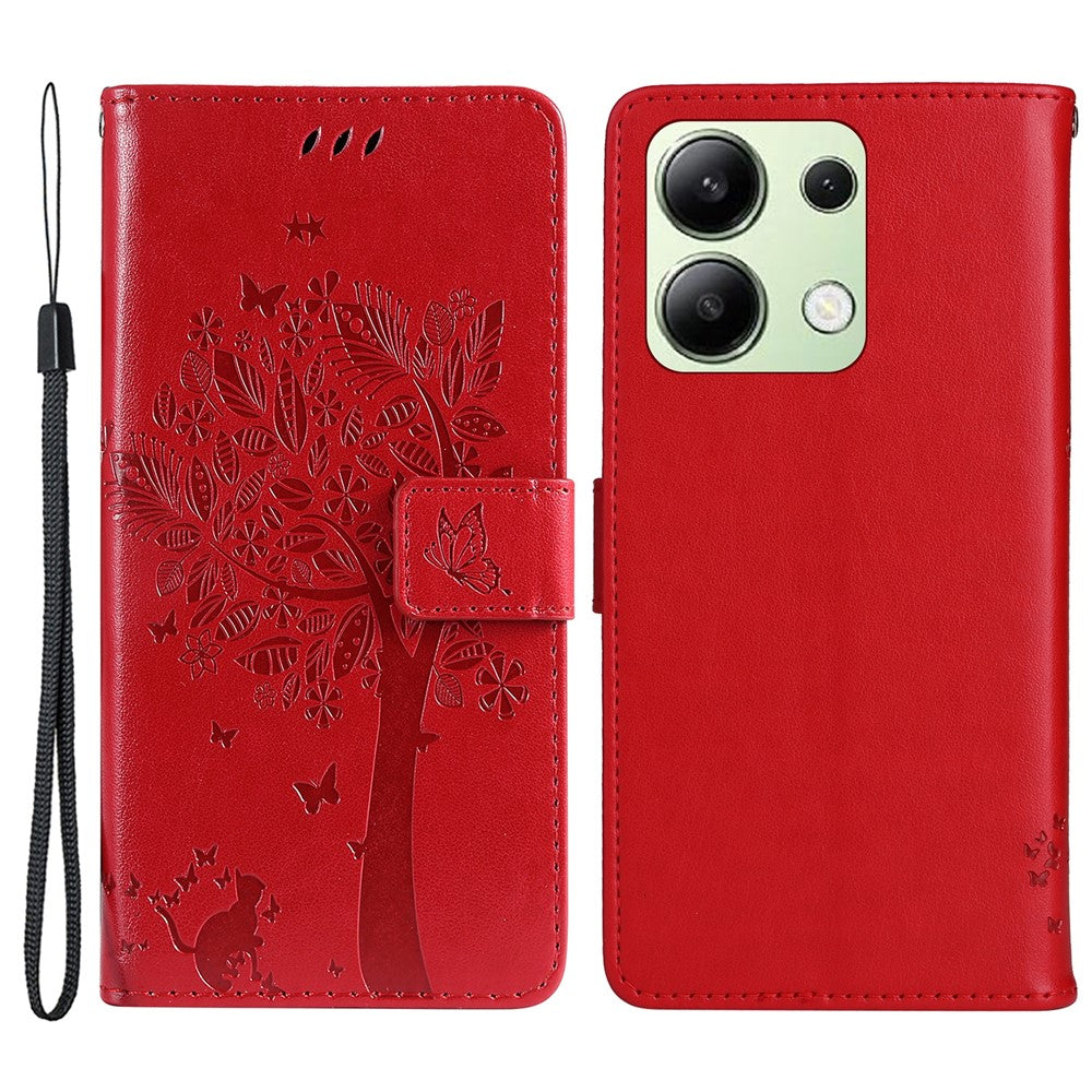 For Xiaomi Redmi Note 13 4G Phone Case with Stand Cat Tree Pattern Leather Wallet Mobile Cover