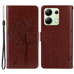 For Xiaomi Redmi Note 13 4G Phone Case with Stand Cat Tree Pattern Leather Wallet Mobile Cover