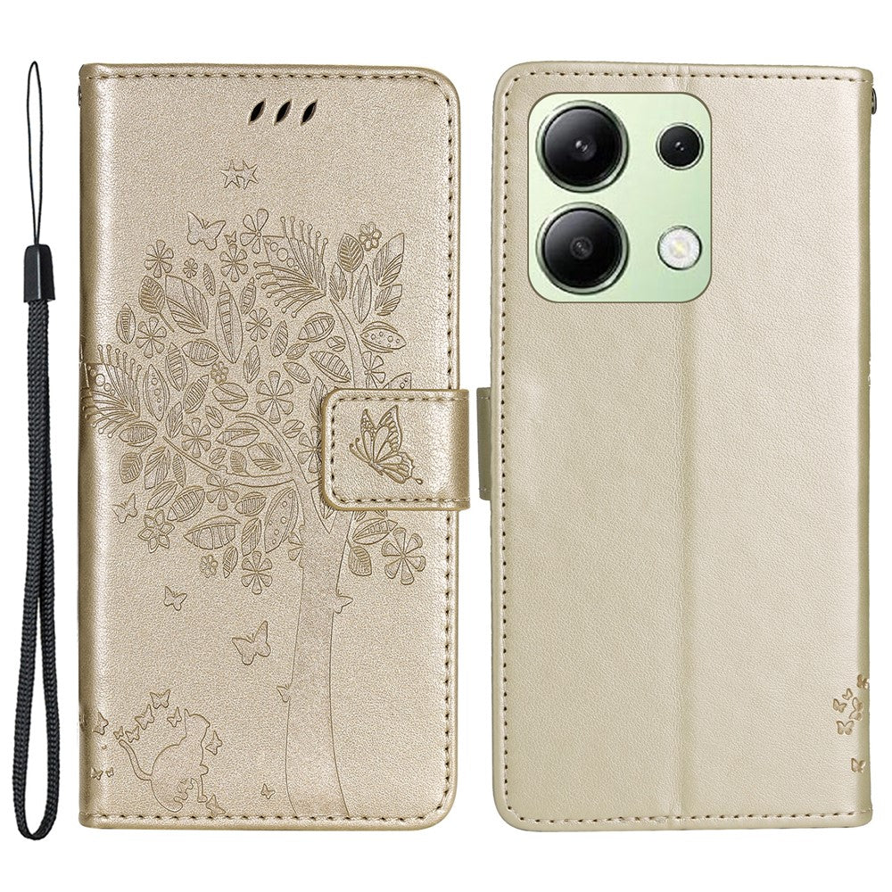 For Xiaomi Redmi Note 13 4G Phone Case with Stand Cat Tree Pattern Leather Wallet Mobile Cover