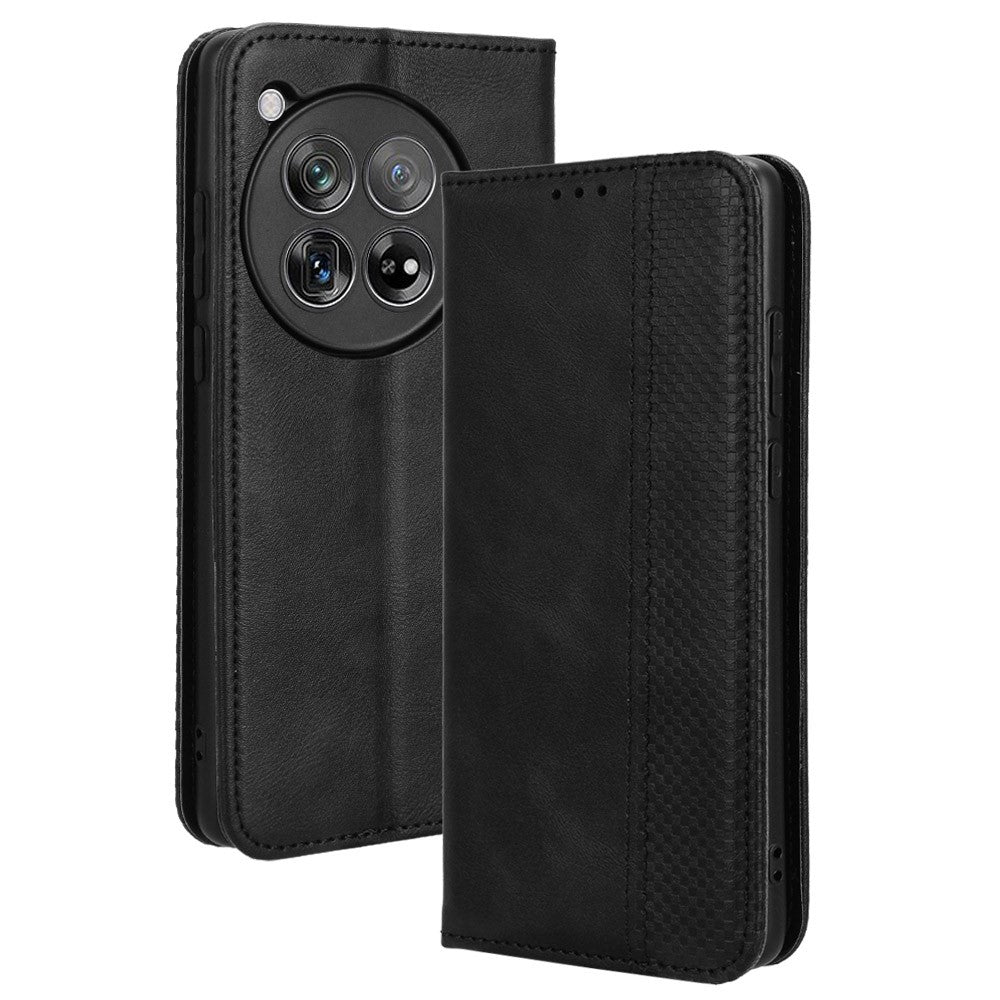 OnePlus Ace 3 5G / 12R 5G Retro Läderfodral Magnetiskt Stängande mobilplånboksfodral