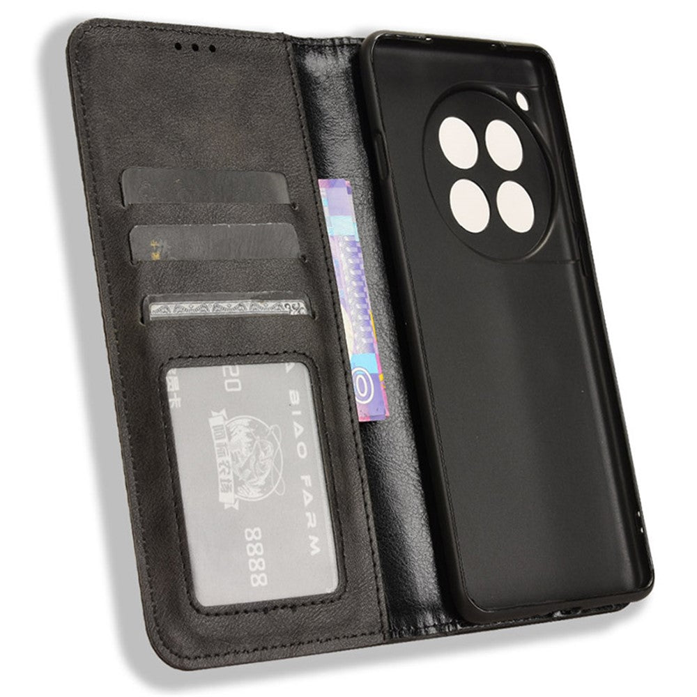 OnePlus Ace 3 5G / 12R 5G Retro Läderfodral Magnetiskt Stängande mobilplånboksfodral