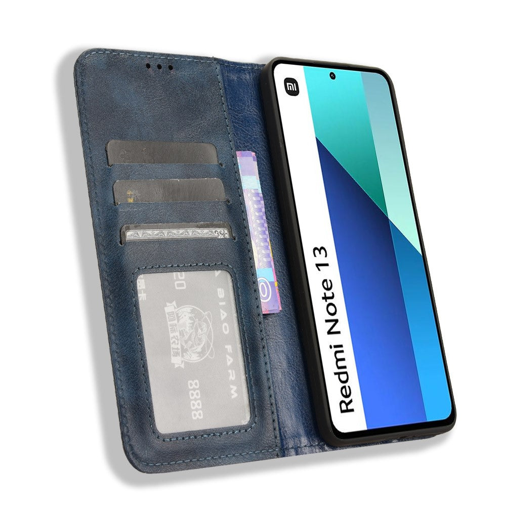 For Xiaomi Redmi Note 13 4G Leather Case Wallet Folding Stand Retro Phone Cover