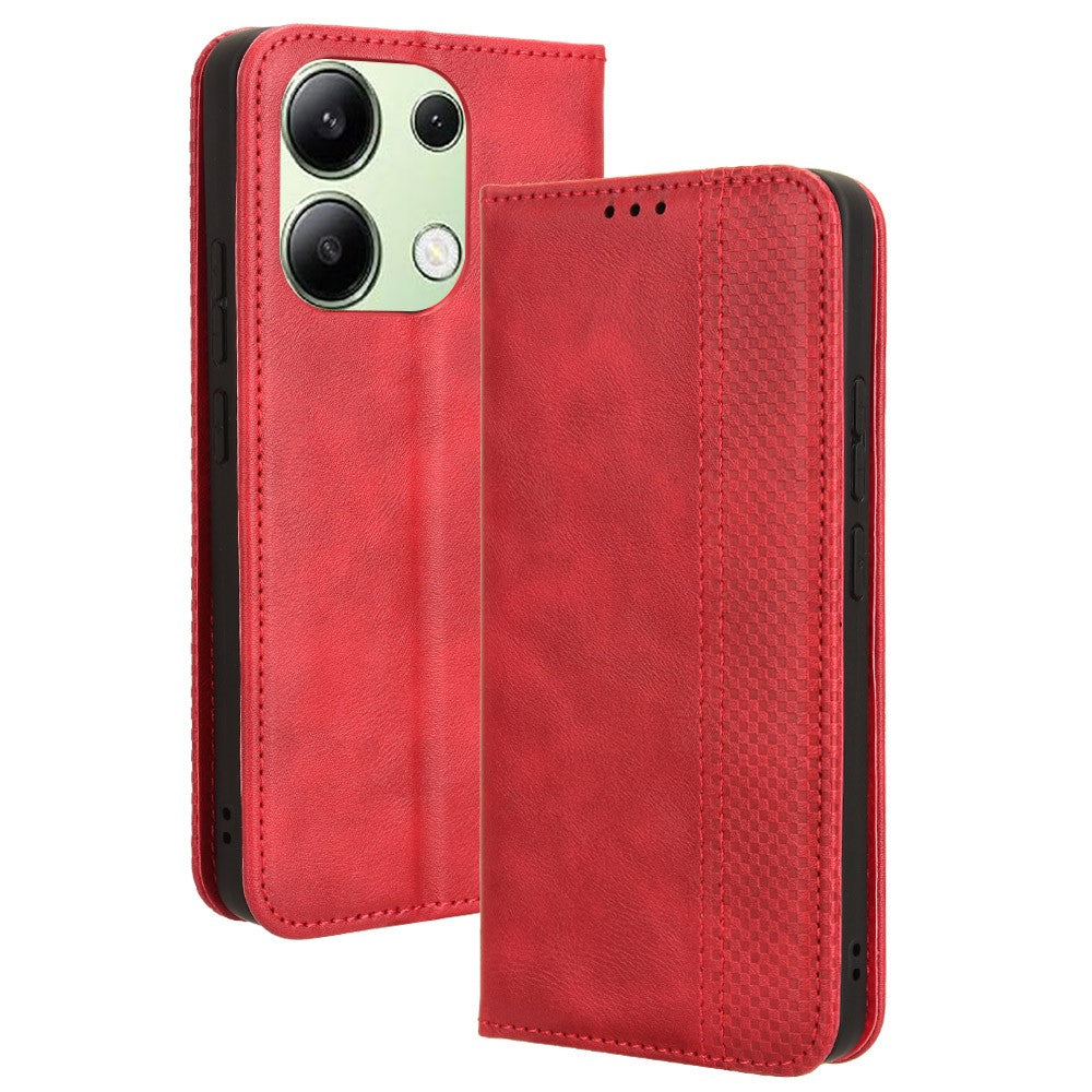 For Xiaomi Redmi Note 13 4G Leather Case Wallet Folding Stand Retro Phone Cover