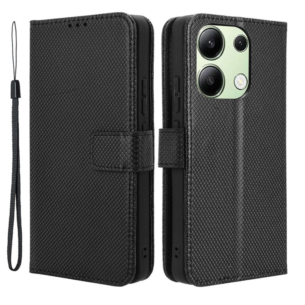 Xiaomi Redmi Note 13 4G Plånboksfodral med diamantstruktur i PU-läder