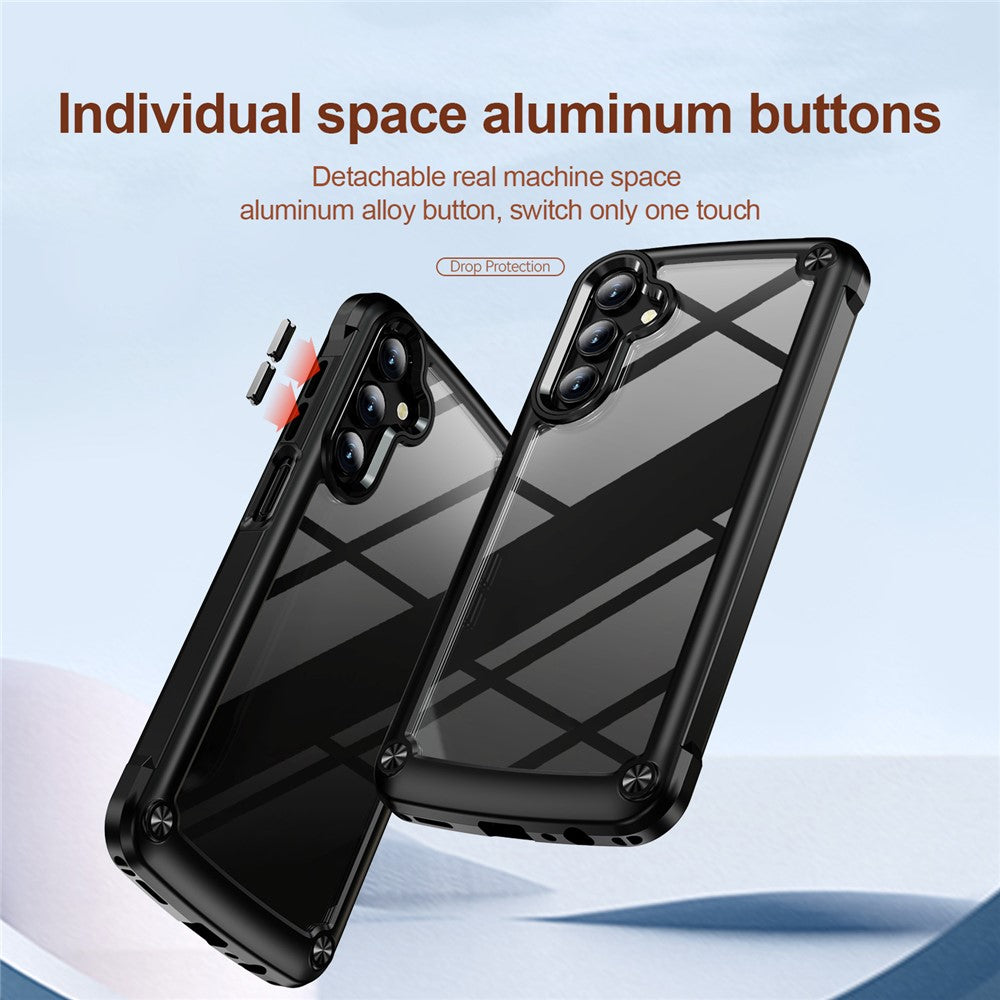 Samsung Galaxy A15 4G / 5G-hybridmobilcover i PC + TPU med bagstykke og linseramme i legering
