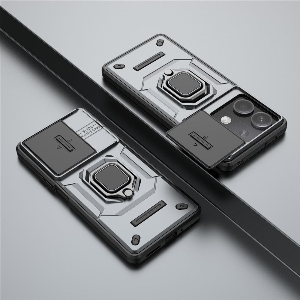 For Xiaomi Redmi Note 13 5G / Note 13 5G (China) Case Kickstand Phone Cover Slide Lens Lid