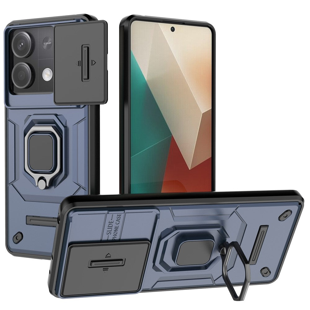For Xiaomi Redmi Note 13 5G / Note 13 5G (China) Case Kickstand Phone Cover Slide Lens Lid
