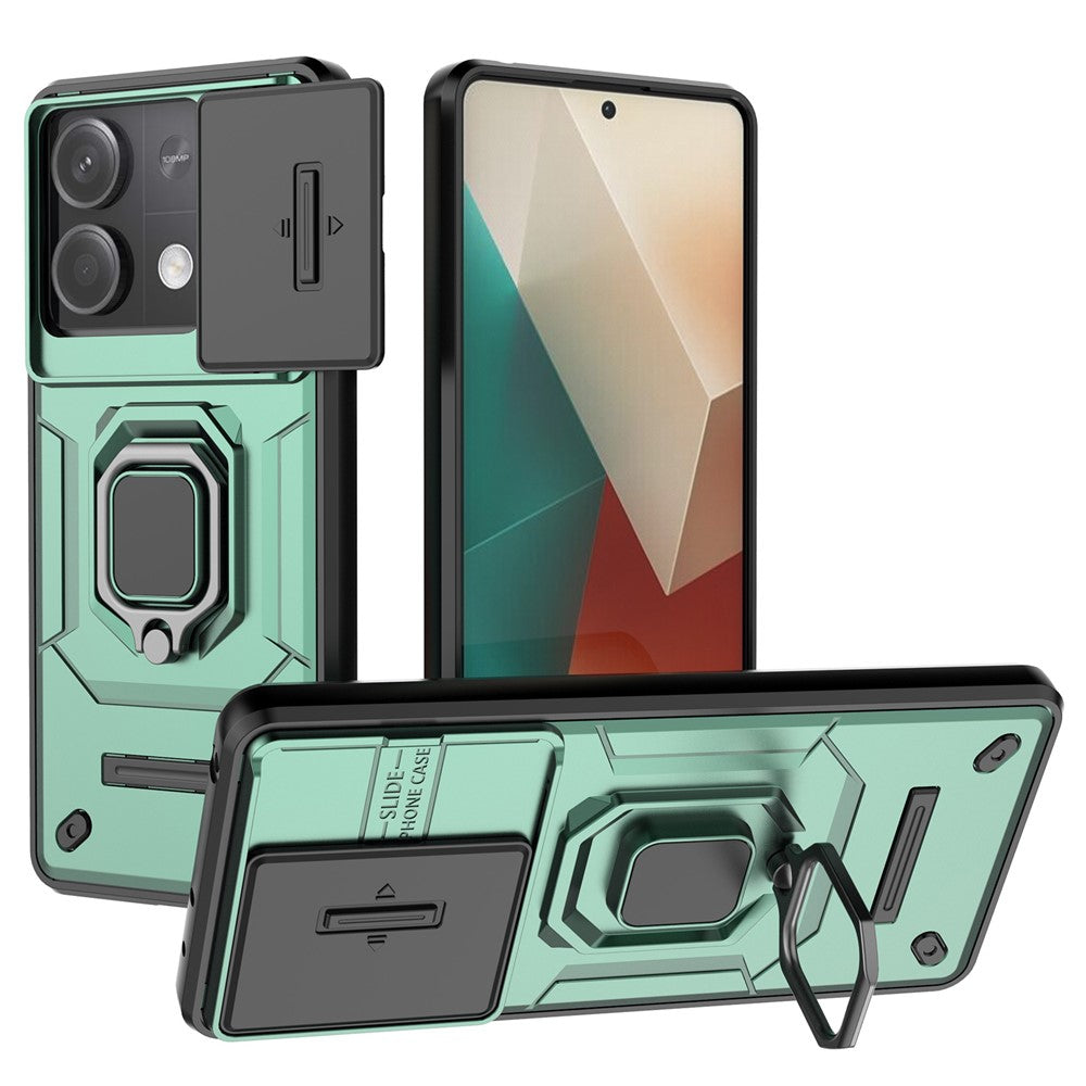 For Xiaomi Redmi Note 13 5G / Note 13 5G (China) Case Kickstand Phone Cover Slide Lens Lid