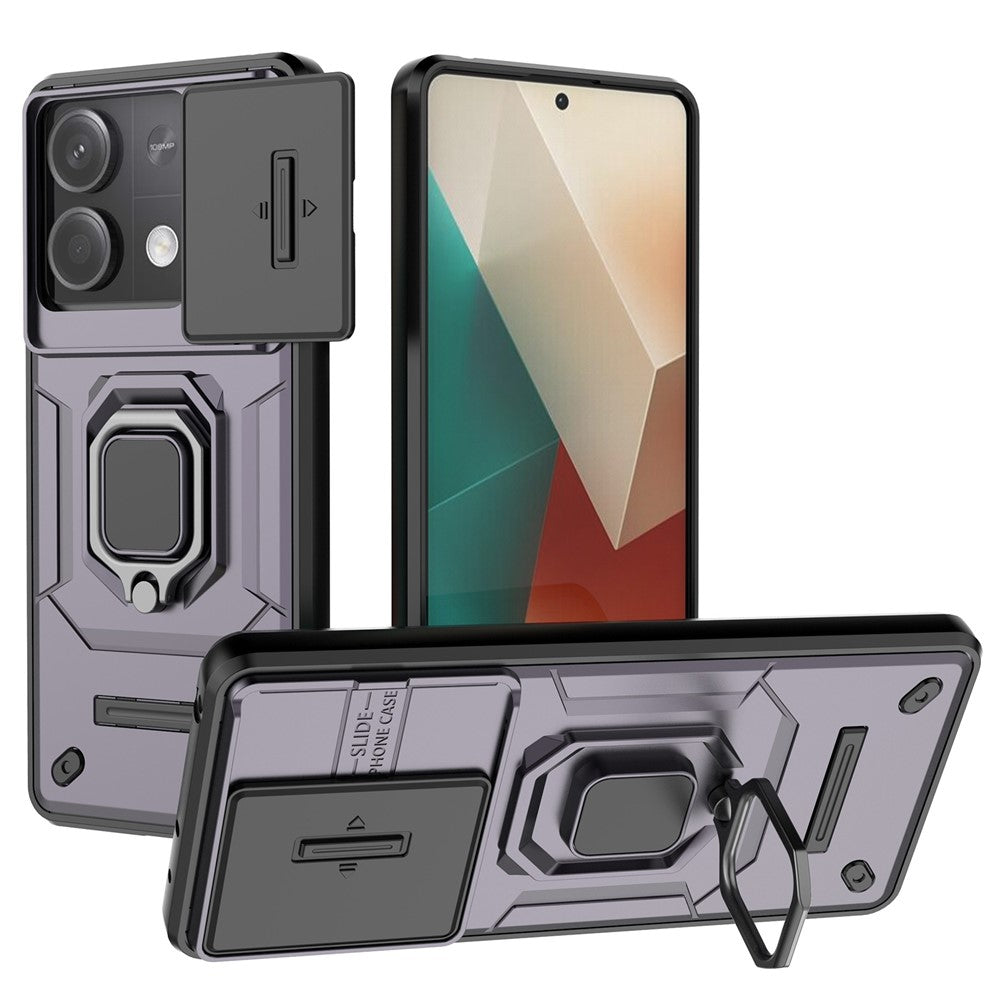 For Xiaomi Redmi Note 13 5G / Note 13 5G (China) Case Kickstand Phone Cover Slide Lens Lid