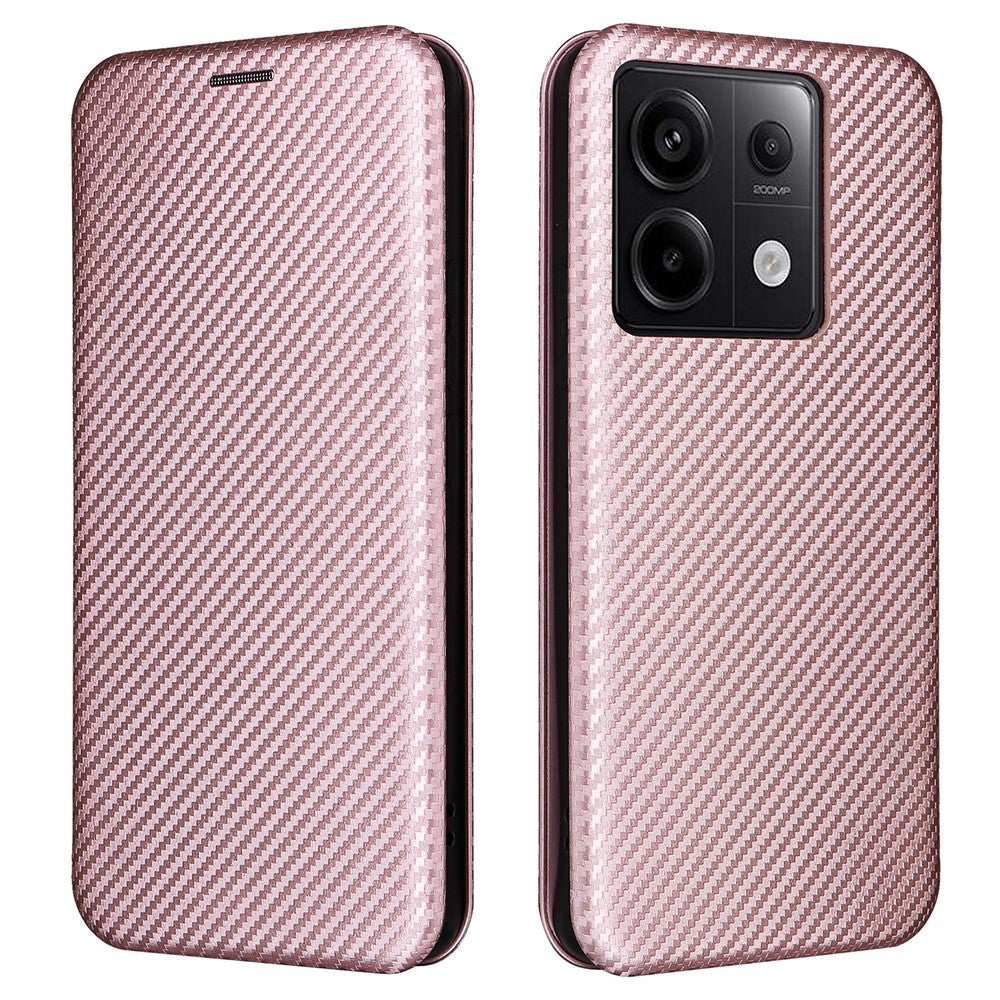 For Xiaomi Redmi Note 13 5G / Note 13 5G (China) Case Carbon Fiber Texture Phone Leather Cover
