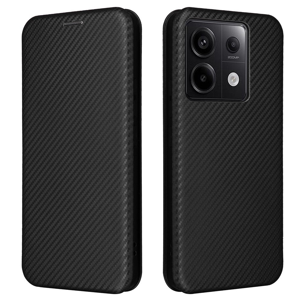 For Xiaomi Redmi Note 13 5G / Note 13 5G (China) Case Carbon Fiber Texture Phone Leather Cover