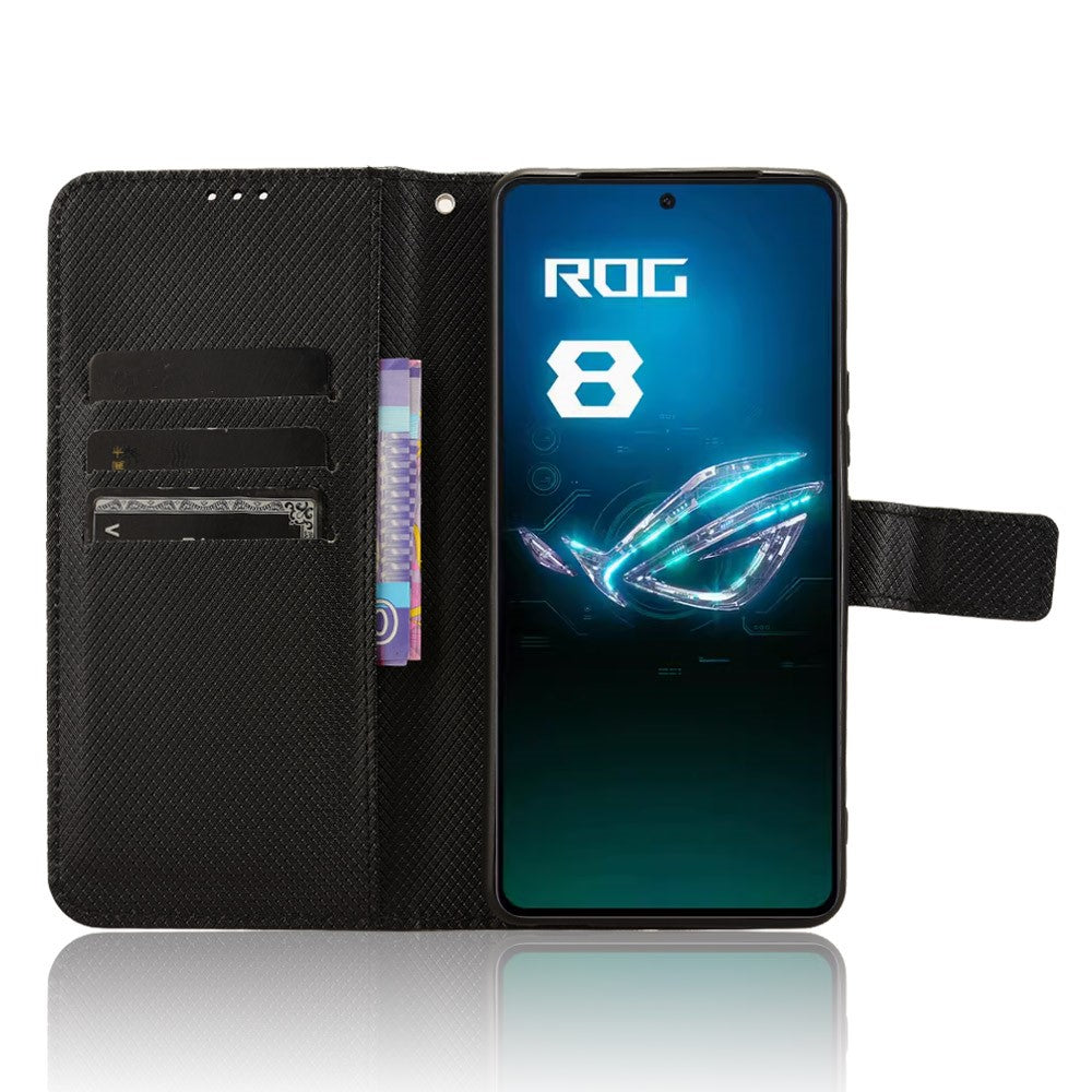 Til Asus ROG Phone 8 Pro 5G / 8 5G Magnetisk Telefoncover Diamant Tekstur Kortlommer Cover